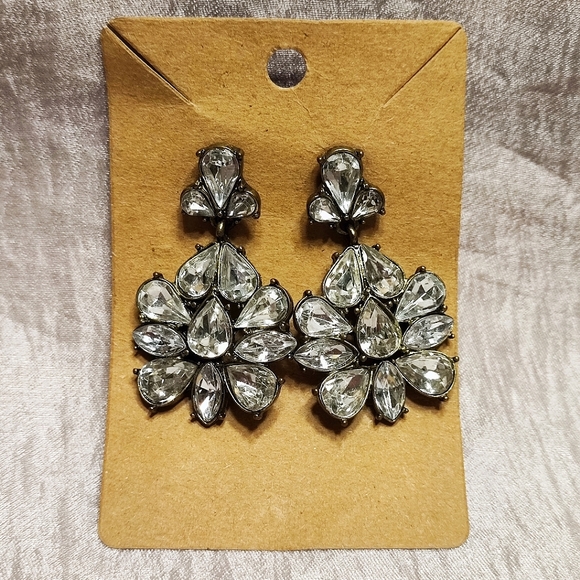 SugarFix Bauble Bar Statement Earrings Pierced Clear Teardrop Navettes Sugar Fix - Picture 5 of 9